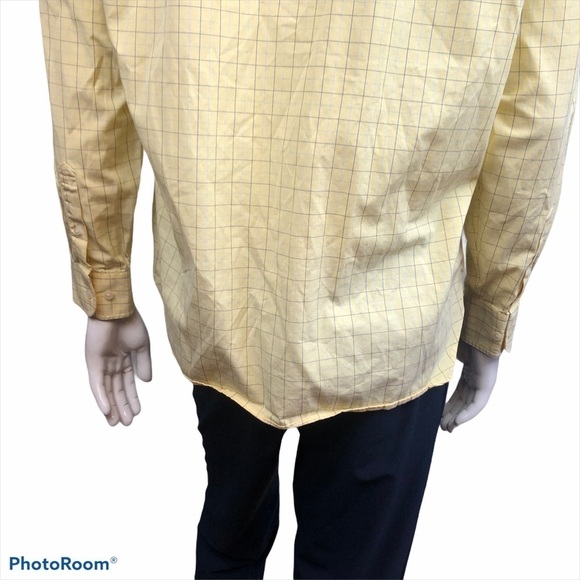 J Crew Men's Large 16-16.5 Yellow Plaid Long Sleeved Button Front Dress … - Picture 9 of 12